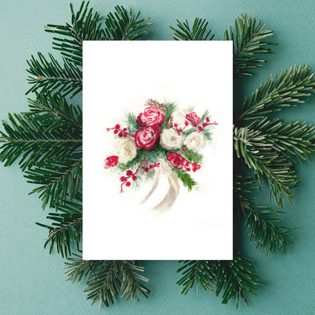 Handcrafted winter bouquet card