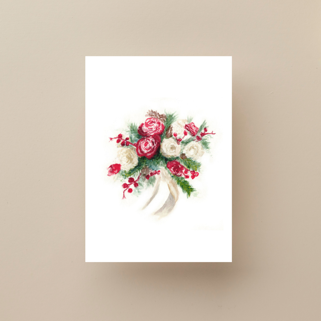 Handcrafted winter bouquet card for wedding and anniversary celebrations