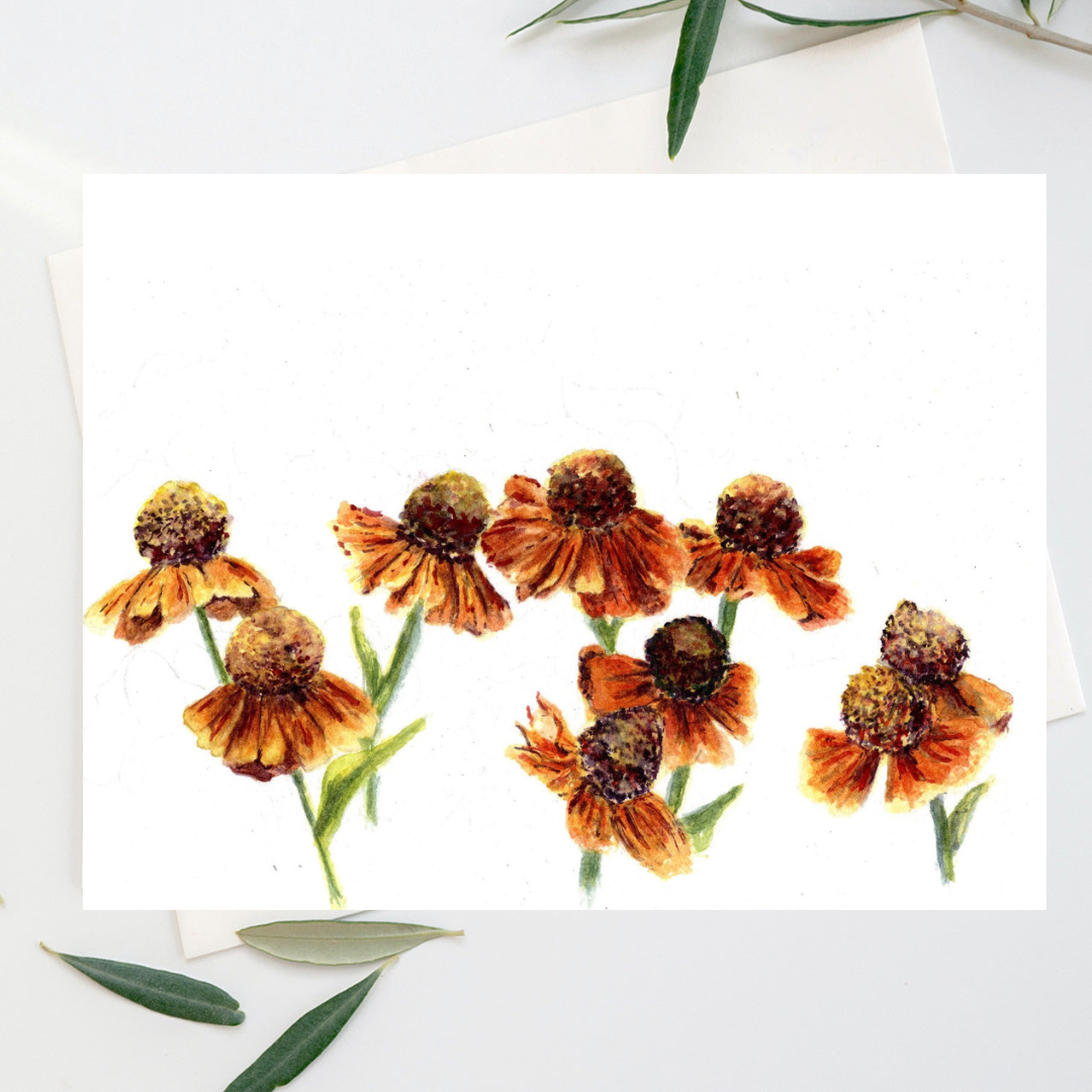 Orange Floral Greeting Card