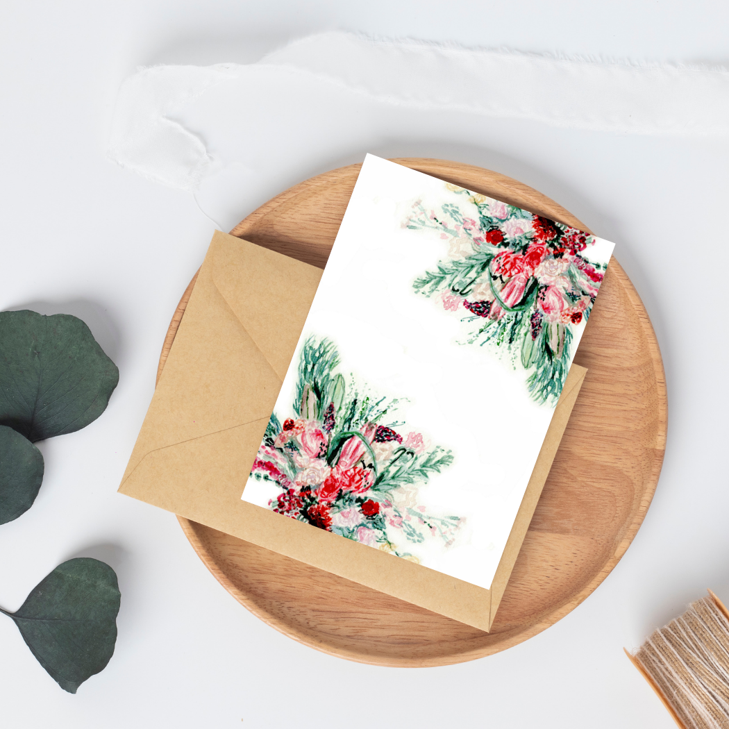 Spring Bloom Art Card – Floral Greeting Card on Linen Cardstock, Handmade in Indianapolis