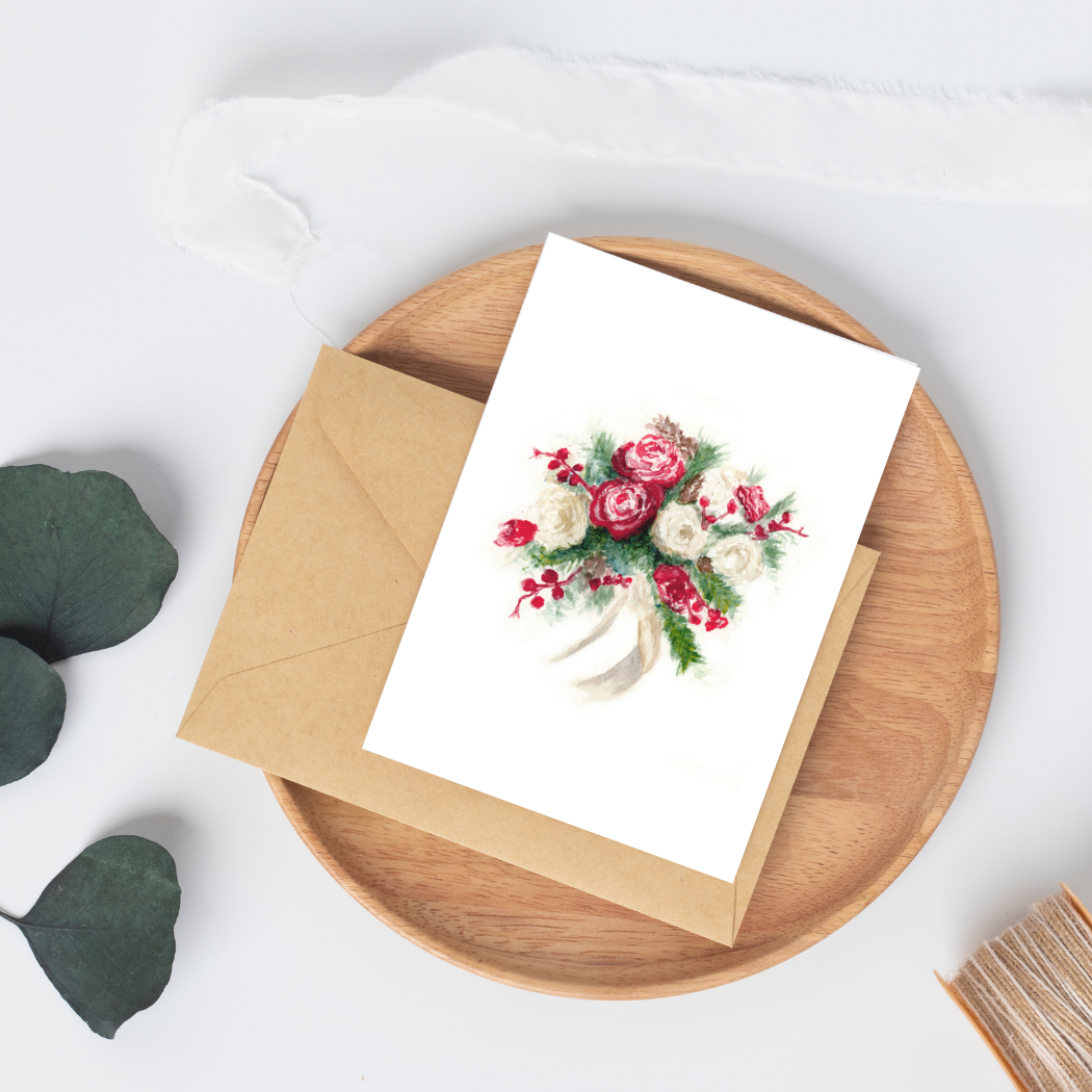 WINTER FLORAL BOUQUET GREETING CARD