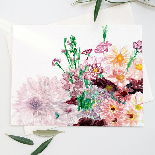 Flourish 4x6 Printable Abstract Bouquet | Watercolor Printable Card | Hand Painted Design | Blank Digital Greeting Card | INSTANT Download
