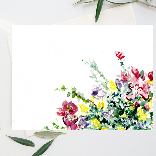 Handcrafted watercolor floral card