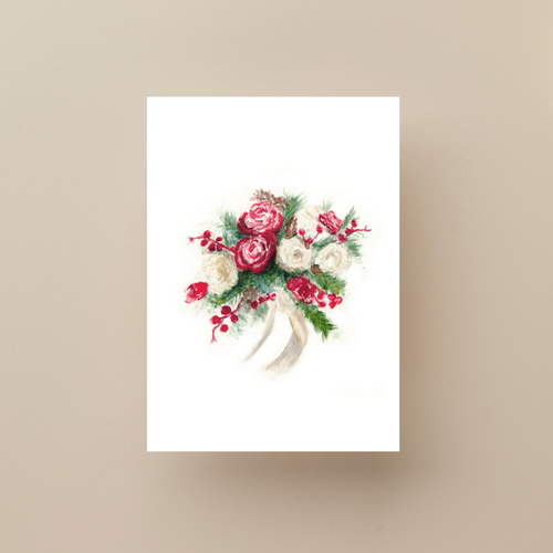 Handcrafted winter bouquet card for wedding and anniversary celebrations
