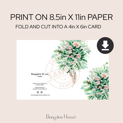 Joy Bouquet | Watercolor Bouquet Printable Card | Hand Painted Design | Blank Digital Greeting Card | INSTANT Download