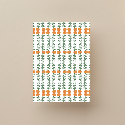 Marigold Print No 1 Greeting Card  – Handcrafted Floral Art Card – Perfect for Framing – A2 Stationery – Floral Collection