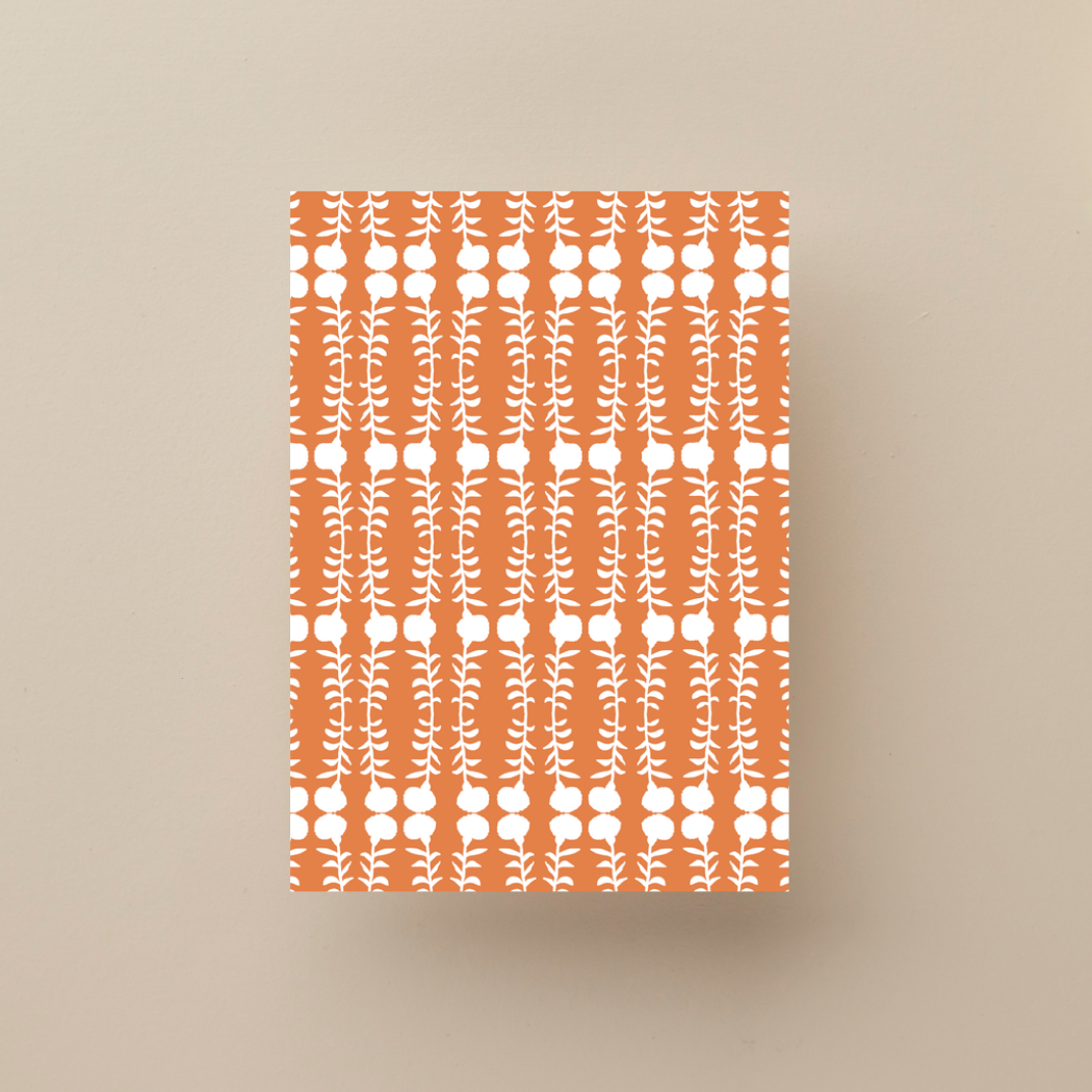 Marigold Print No 3 Greeting Card  – Handcrafted Floral Art Card – Perfect for Framing – A2 Stationery – Floral Collection