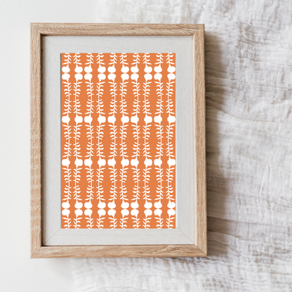 Marigold Print No 3 Greeting Card  – Handcrafted Floral Art Card – Perfect for Framing – A2 Stationery – Floral Collection