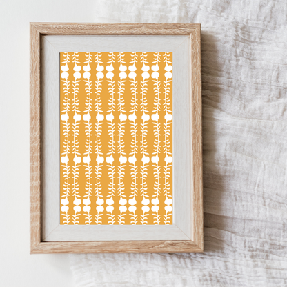 Marigold Print No 4 Greeting Card  – Handcrafted Floral Art Card – Perfect for Framing – A2 Stationery – Floral Collection