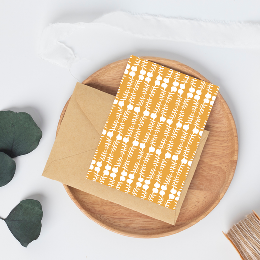 Marigold Print No 4 Greeting Card  – Handcrafted Floral Art Card – Perfect for Framing – A2 Stationery – Floral Collection