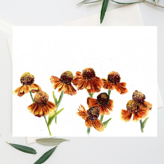 Orange Floral Greeting Card