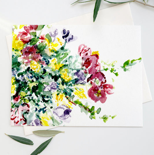Renewed Bouquet | Watercolor Bouquet Printable Card | Hand Painted Design | Blank Digital Greeting Card | INSTANT Download