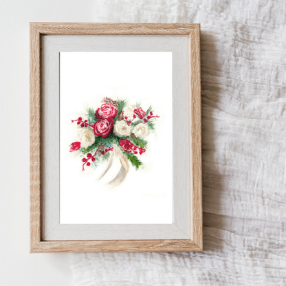 WINTER FLORAL BOUQUET GREETING CARD AS A MINI ART PRINT
